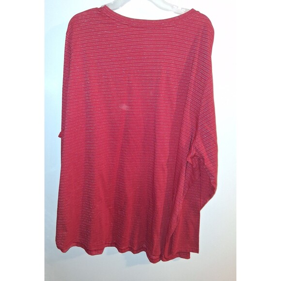 NWT Sonoma Red Stripe Long Sleeve Blouse Sz 4X - Picture 2 of 3